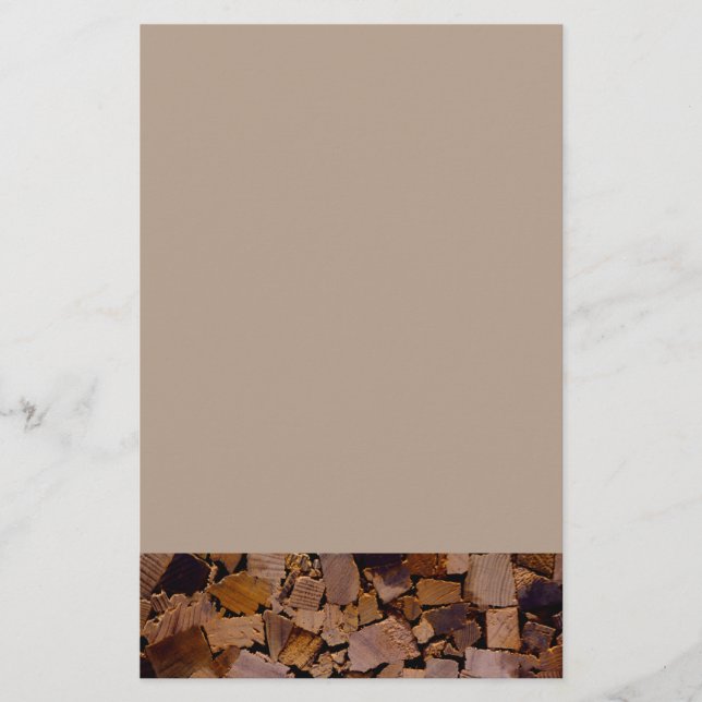 Firewood rustic cabin wood grain tree bark pattern stationery (Front)