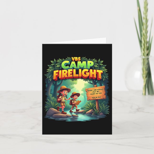 Firework 2025 Vbs Camp Firelight Camp Vacation Bib Card (Front)