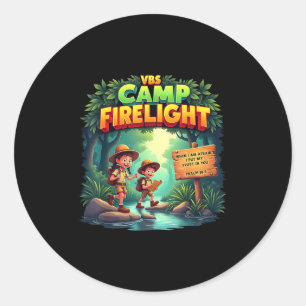 Firework 2025 Vbs Camp Firelight Camp Vacation Bib Classic Round Sticker