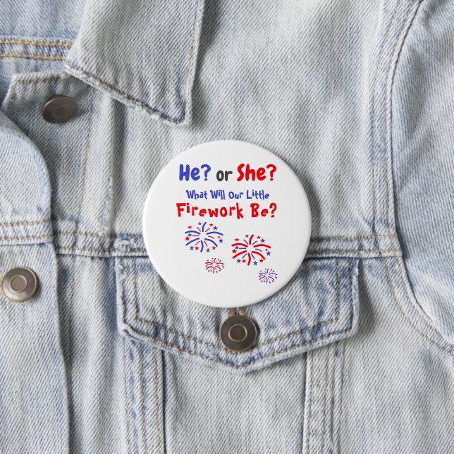Firework American Gender Reveal 7.5 Cm Round Badge (In Situ)