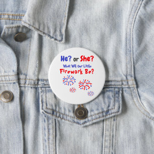 Firework American Gender Reveal 7.5 Cm Round Badge