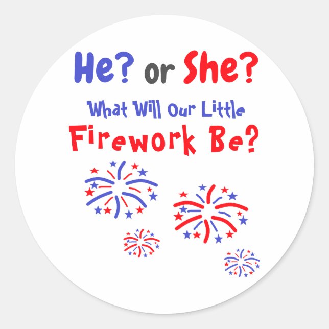 Firework American Gender Reveal Classic Round Sticker (Front)