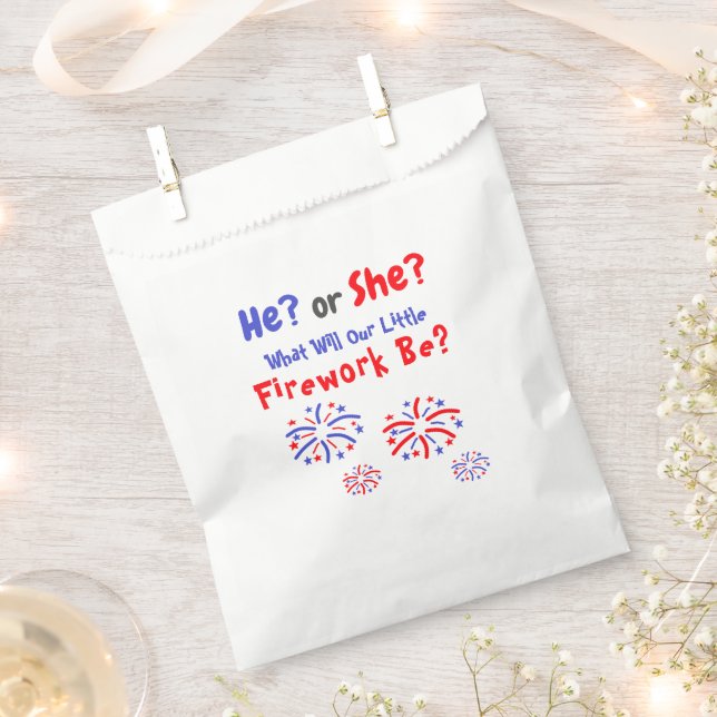 Firework American Gender Reveal Favour Bags (Clipped)