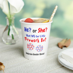 Firework American Gender Reveal Paper Cups