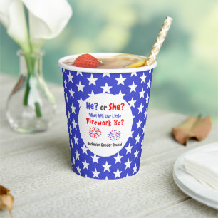 Firework American Gender Reveal Paper Cups