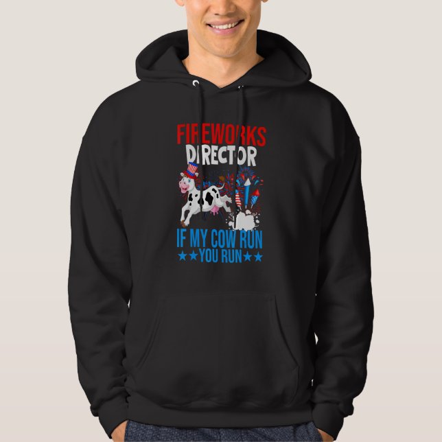 Firework Director Happy 4th Of July American Flag  Hoodie (Front)