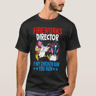 Firework Director Happy 4th Of July American Flag  T-Shirt