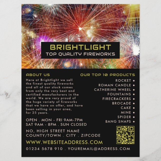 Firework Display, Fireworks Sales Advertising Flyer (Front)