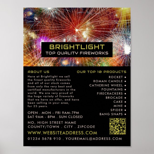 Firework Display, Fireworks Sales Advertising Poster (Front)