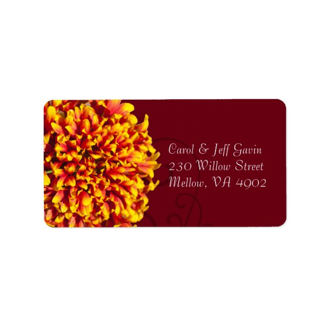 Firework Flower with Ornate Garden Pattern Label (Front)