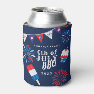 Firework Fourth of July BBQ Can Cooler
