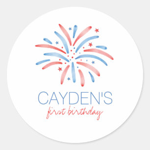 Firework Fourth of July Birthday Classic Round Sticker