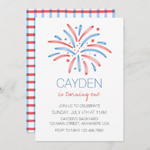 Firework Fourth of July Birthday Invitation