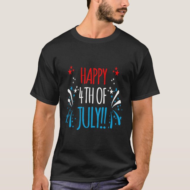 Firework Happy Fourth Of July T-Shirt (Front)