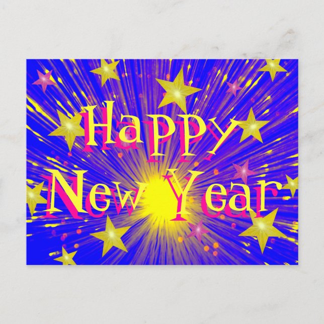 Firework 'Happy New Year' postcard (Front)