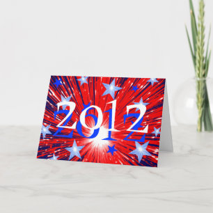 Firework Red White Blue '2012' New Year card