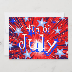 Firework Red White Blue '4th of July' party Invitation