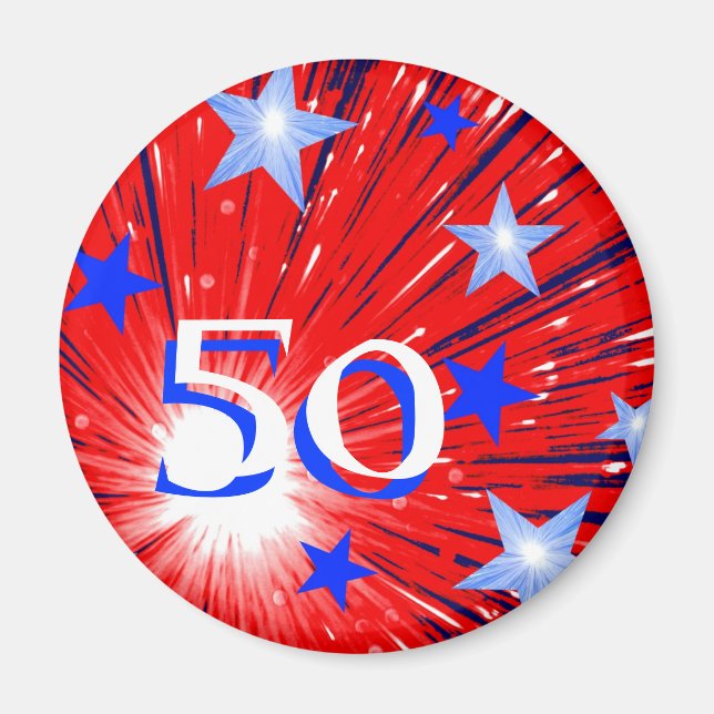 Firework Red White Blue 'Age' fridge magnet (Front)