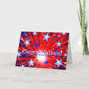 Firework Red White Blue 'Congratulations!' card