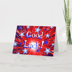 Firework Red White Blue' Good Luck' card