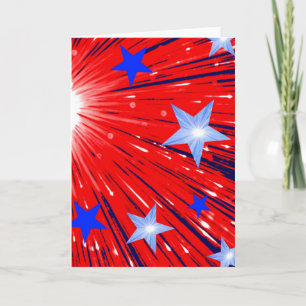Firework Red White Blue greetings card portrait