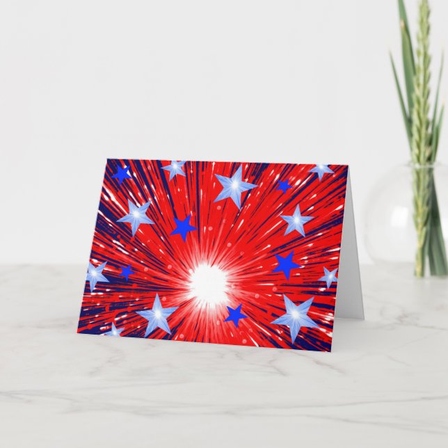 Firework Red White Blue 'Happy 4th July'' card (Front)