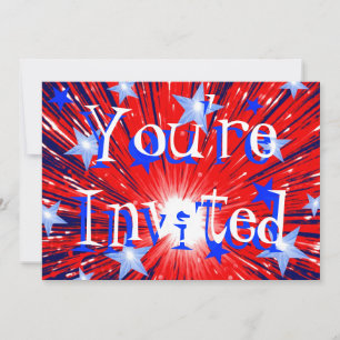Firework Red White Blue 'Party'  invitation
