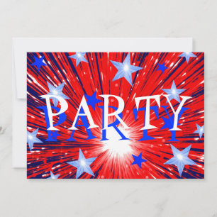Firework Red White Blue 'Party' invitation