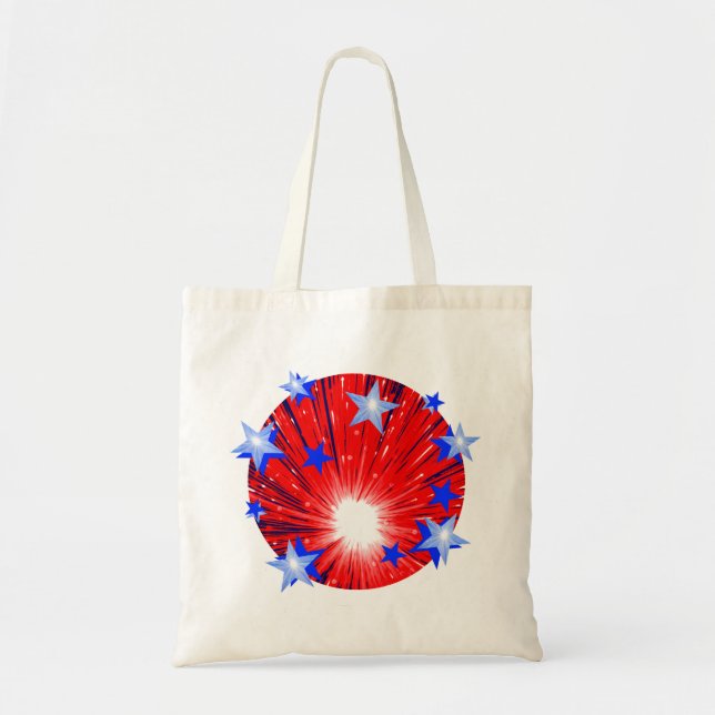 Firework Red White Blue Round tote bag (Front)