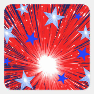 Firework Red White Blue' sticker aquare
