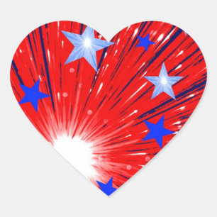 Firework Red White Blue' sticker heart