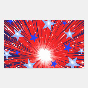 Firework Red White Blue sticker rectangle