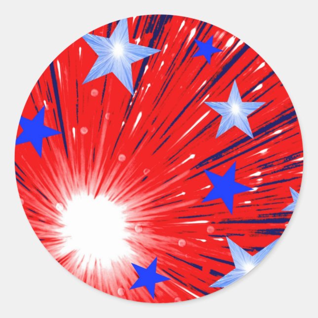 Firework Red White Blue' sticker round (Front)
