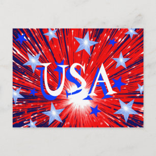 Firework Red White Blue 'USA' postcard