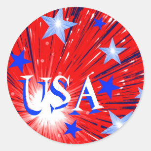Firework Red White Blue 'USA' sticker