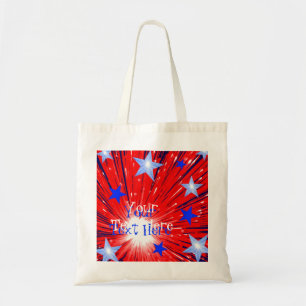 Firework Red White Blue 'Your Text' tote bag