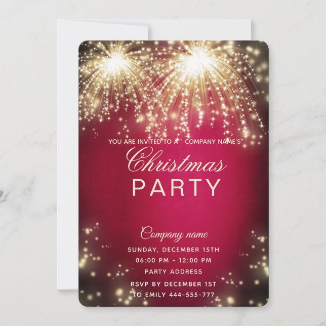 Firework sparkling corporate Christmas party  Invitation (Front)