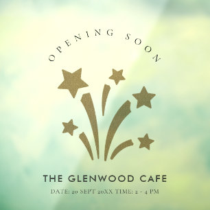 Firework Star Gold Glitter Opening Coming Soon Window Cling