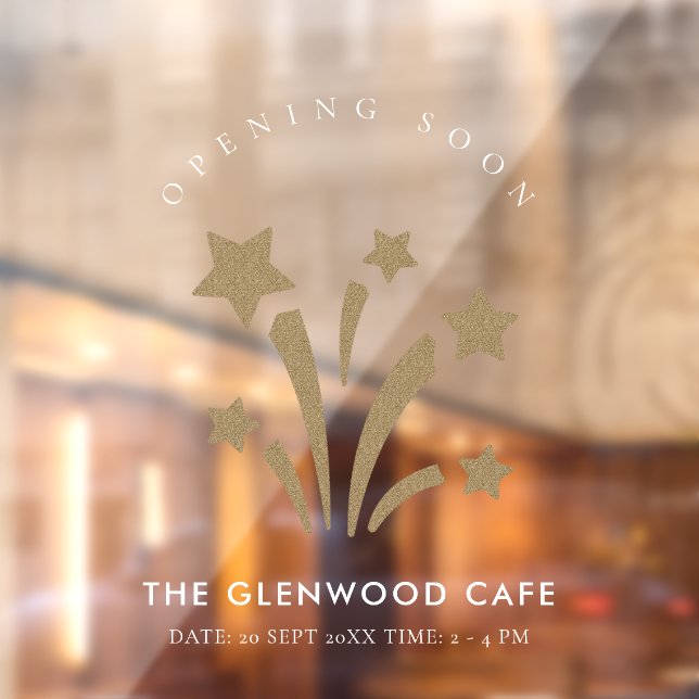 Firework Star Gold White Opening Coming Soon Window Cling (Sheet 2)