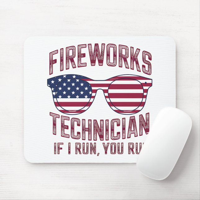 Firework Technician 4Th Of July Funny Usa Mouse Mat (With Mouse)