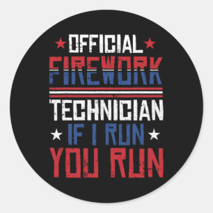 Firework Technician 4th Of July Funny Usa Pyro-tec Classic Round Sticker