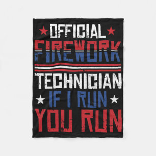 Firework Technician 4th Of July Funny Usa Pyro-tec Fleece Blanket