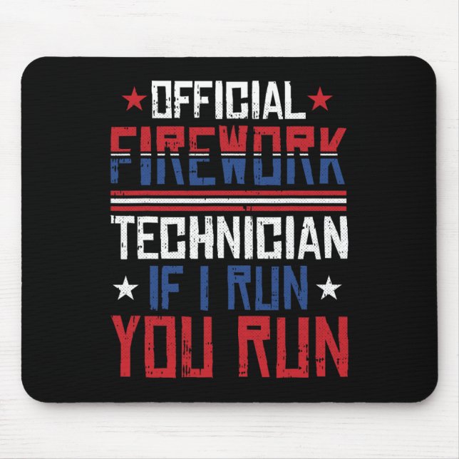 Firework Technician 4th Of July Funny Usa Pyro-tec Mouse Mat (Front)