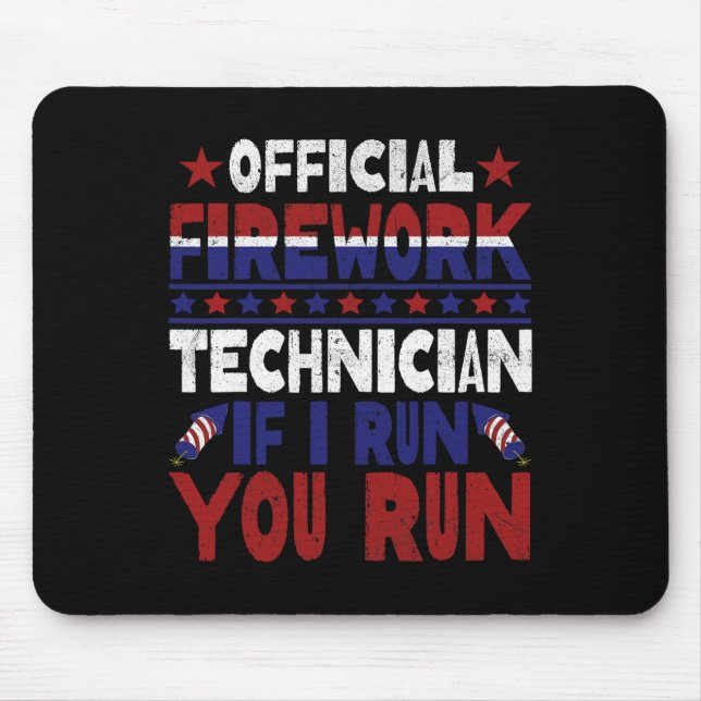 Firework Technician 4th Of July Funny Usa Pyro-tec Mouse Mat (Front)