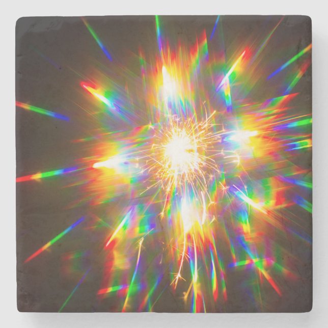 Firework Through 3D Glasses 1  Stone Coaster (Front)