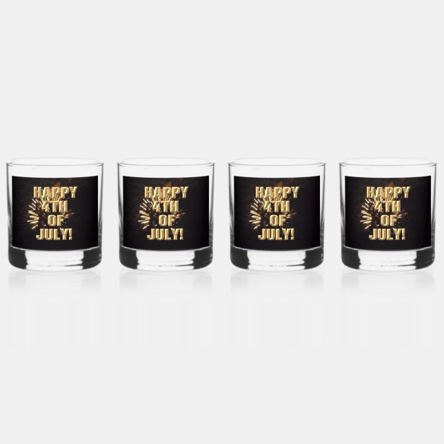 Fireworks 10 4th of July rocks glasses set of 4 (Front)