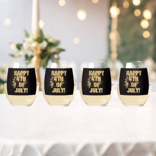 Fireworks 10 4th of July wine glasses set of 4