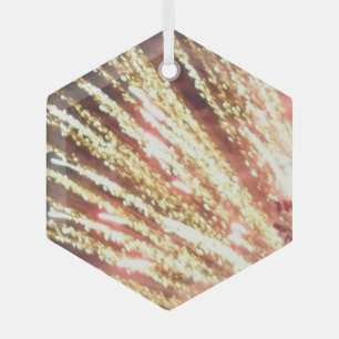 Fireworks 11 glass hexagon ornament