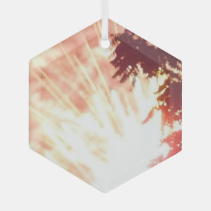 Fireworks 12 glass hexagon ornament