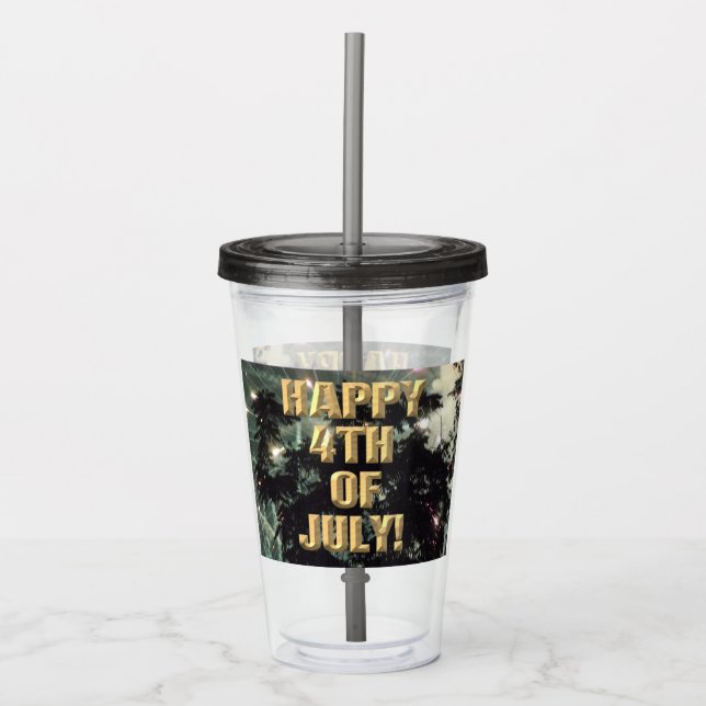Fireworks 13 4th of July acrylic tumbler (Front)